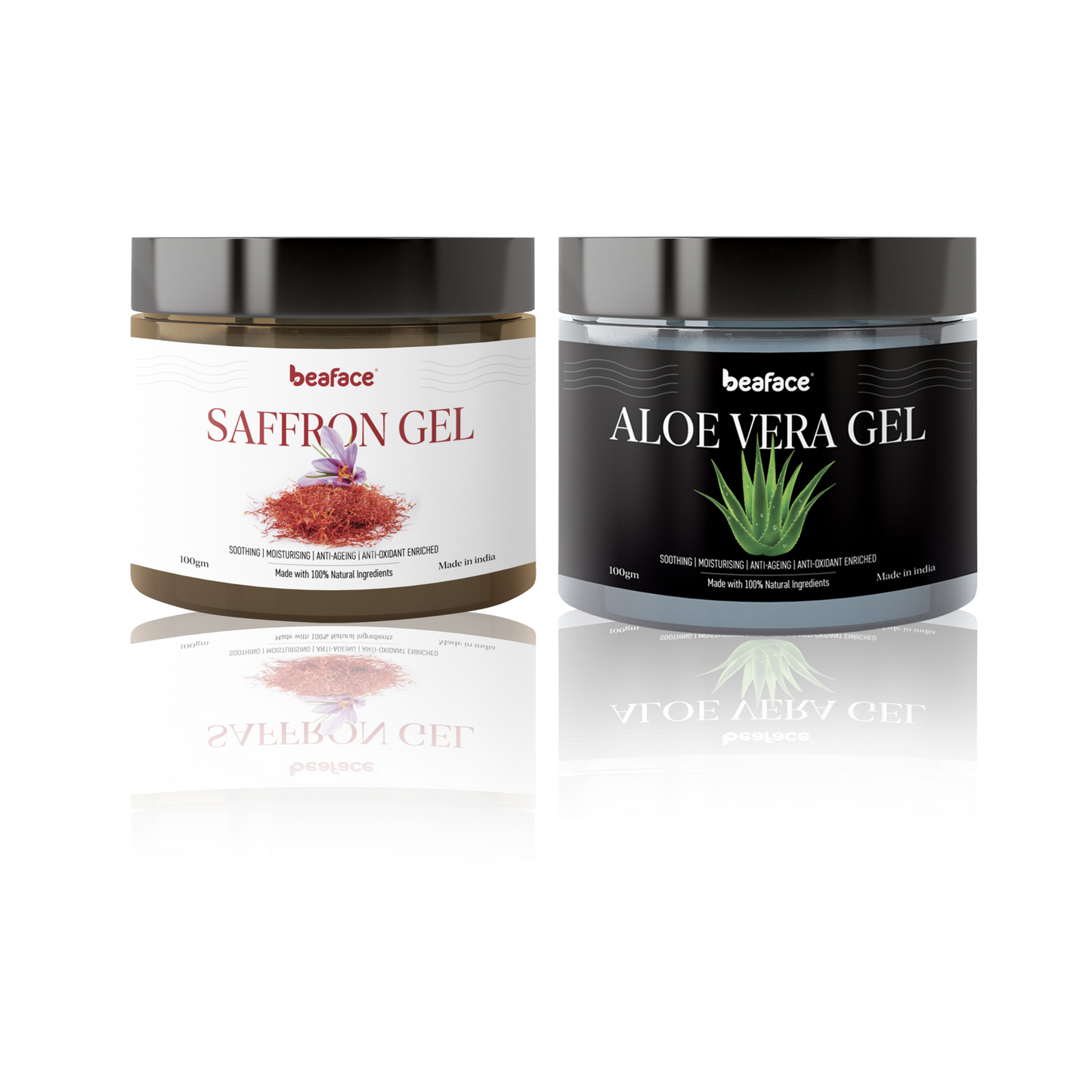 Saffron-gel-Aloe-vera-gel-reduce-nourish-replenish-moisture-inflammatory-reduce-redness
