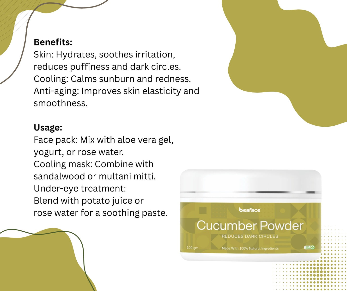 Cucumber-powder-sunburns-soothing-cooling-anti-aging