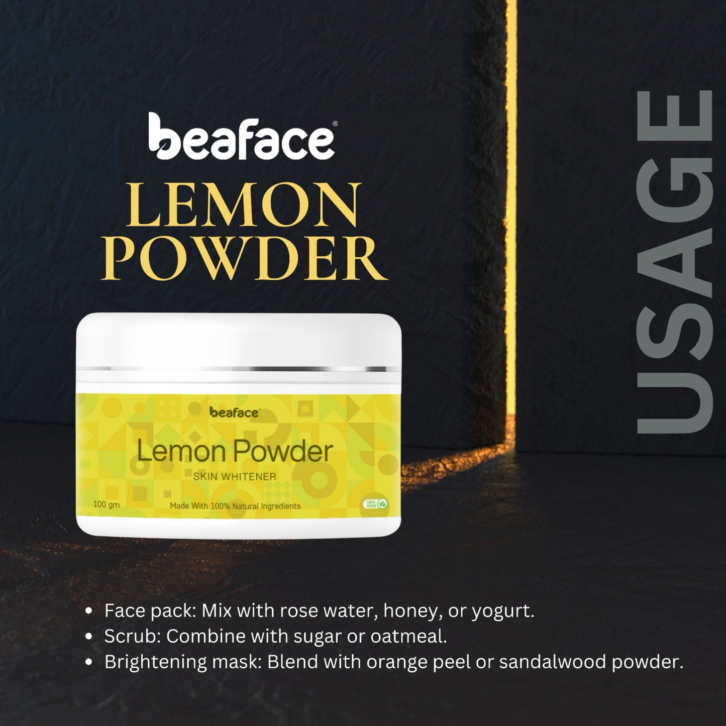 Lemon-powder-rosewater-multani-mitti-glow-brighten-remove-dead-cells-dark-circle-sunburn