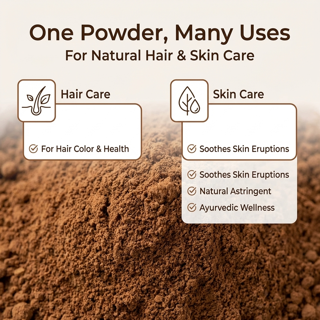 Katha-powder-enhance-hair-volume-shine-soft-smooth-bouncy-dark-brown-colour