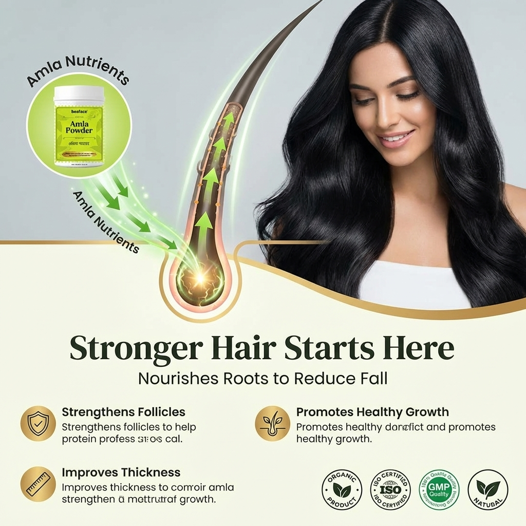 Amla-powder-hair-shinny-reduce hair fall-scalp