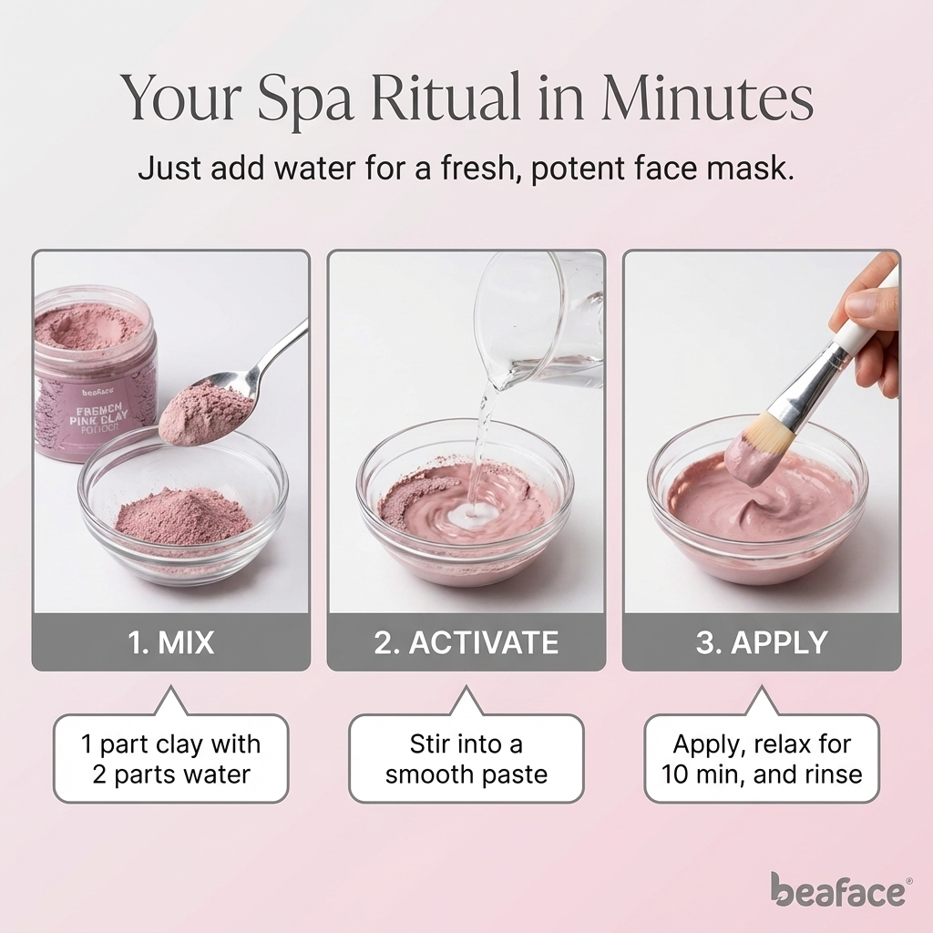 French-pink-clay-powder-removes dirt-face masks