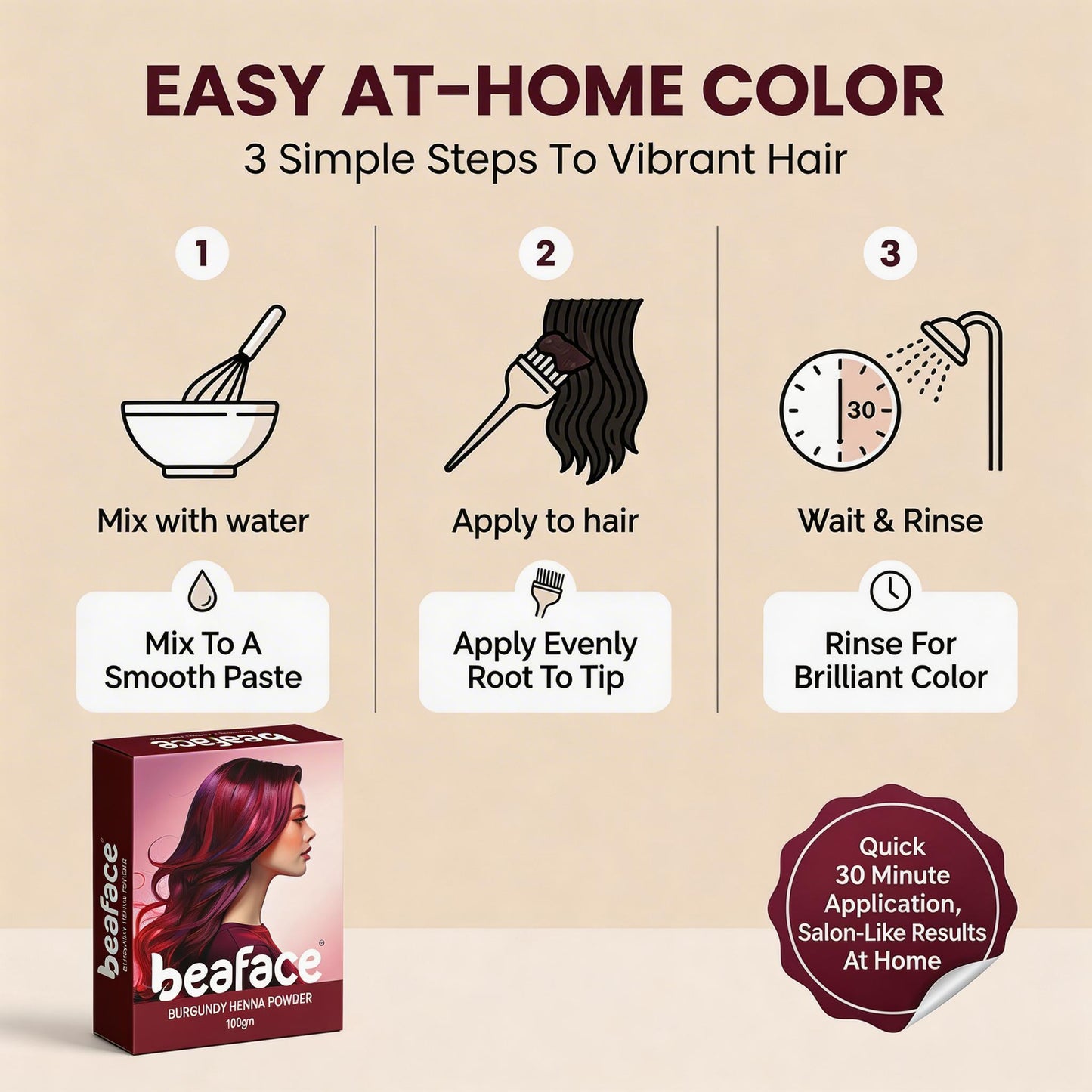 Burgundy Henna Hair Colour Dye 100g