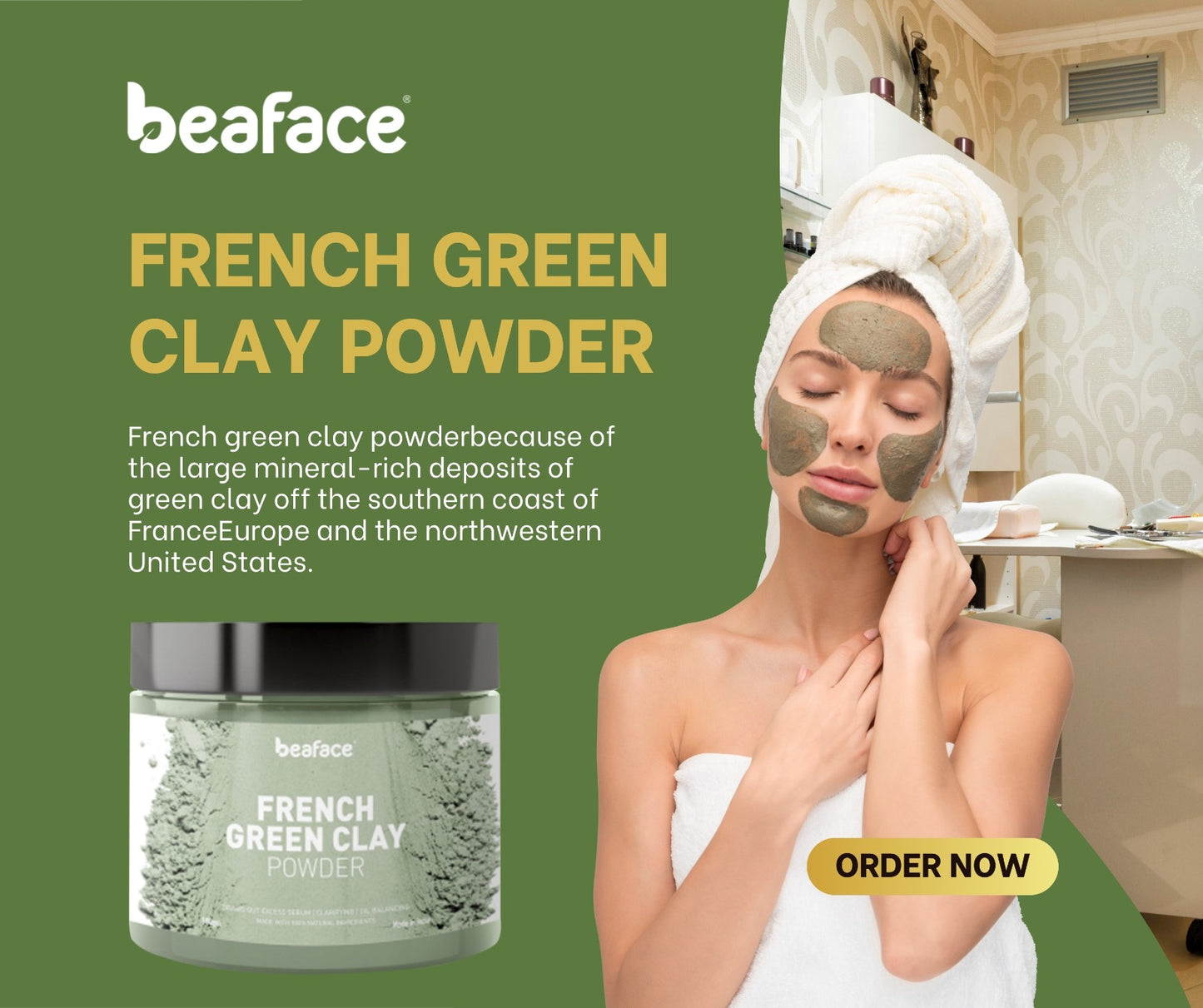 French Green clay Kaolin Clay Powder Combo(100gm)