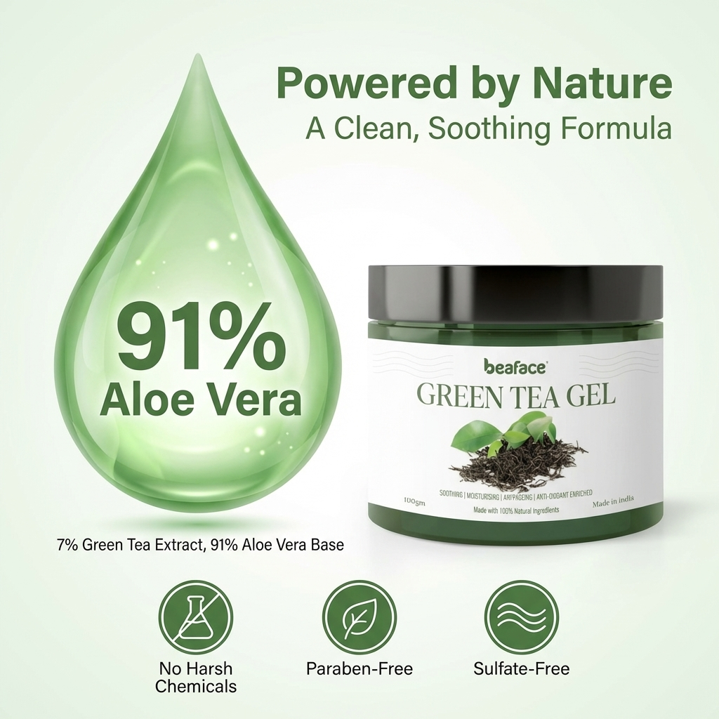 Green-tea-gel-moisturizes-dandruff-strengthens hair-scalp