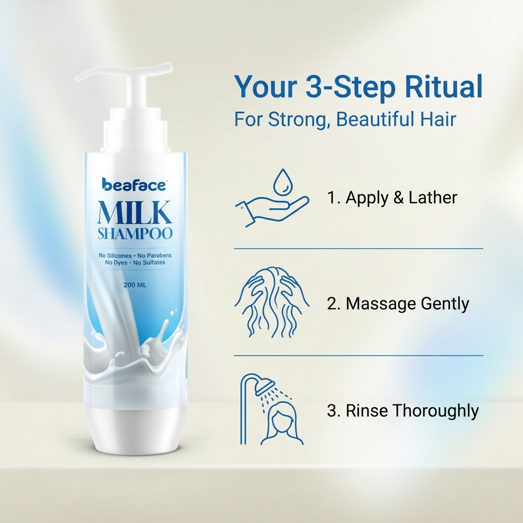 Milk-herbal-shampoo-vitamins-minerals-scalp-condition-milk-protein-help-volumize-hair(200ml)