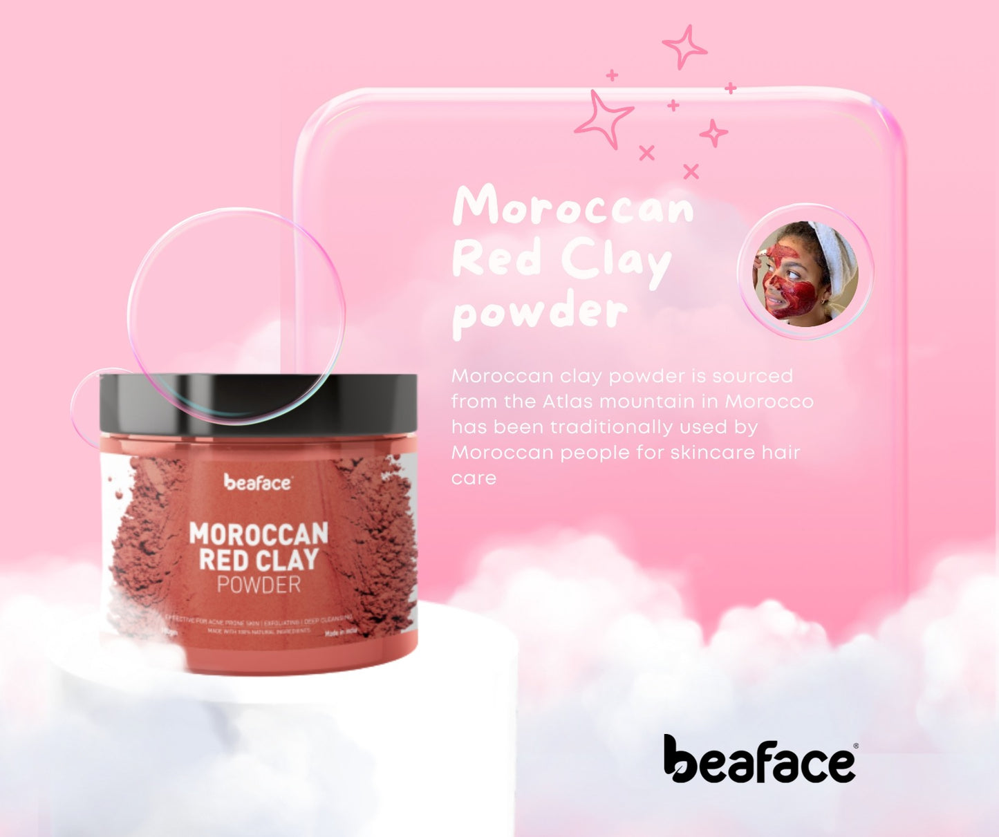Moroccan-red-clay-powder-prevent pimples-remove-impurities