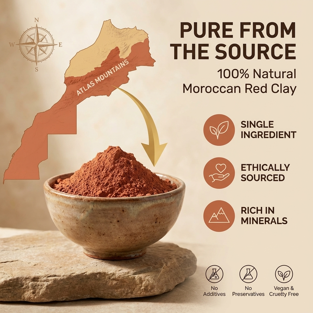 Moroccan-red-clay-powder-prevent pimples-remove-impurities