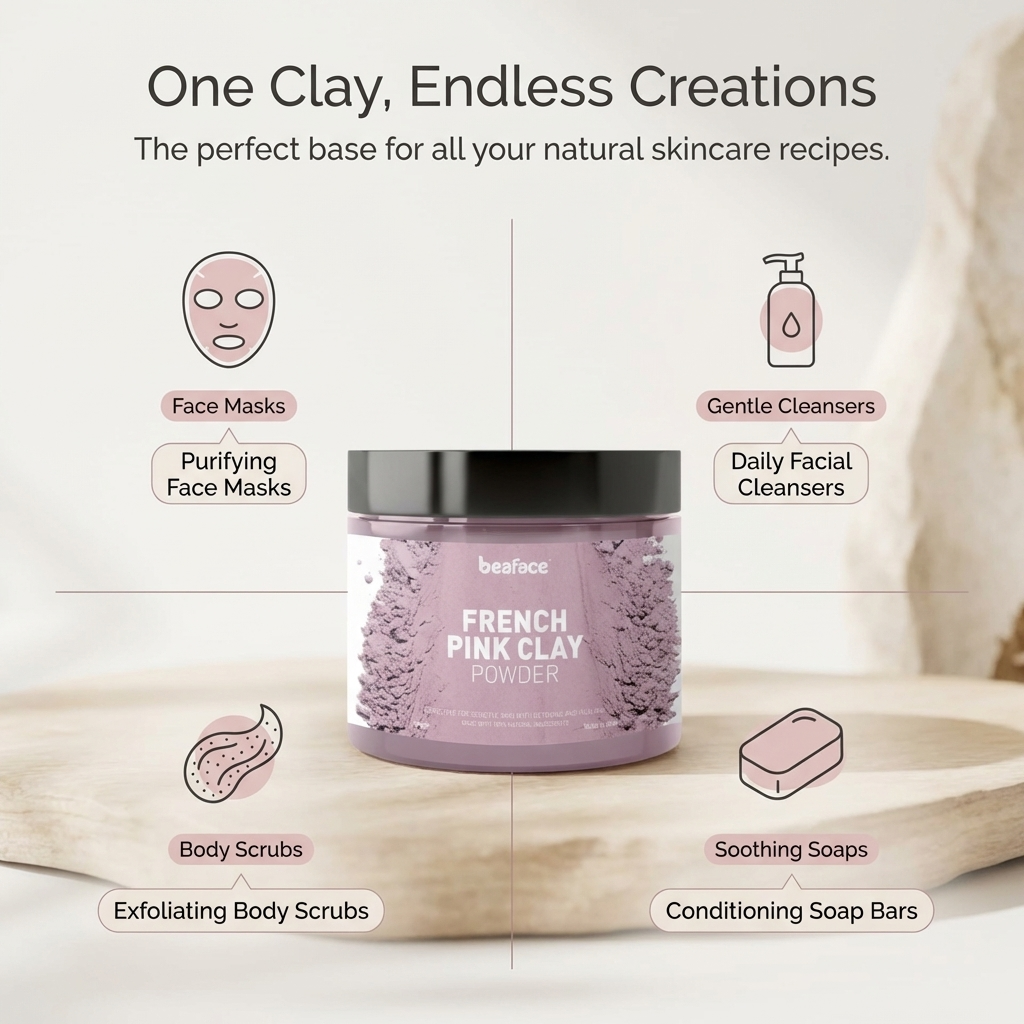 French-pink-clay-powder-removes dirt-face masks