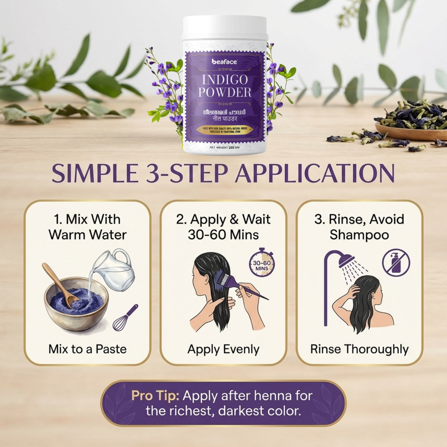 Indigo Powder – Organic-Herbal Hair Dye & Hair Care